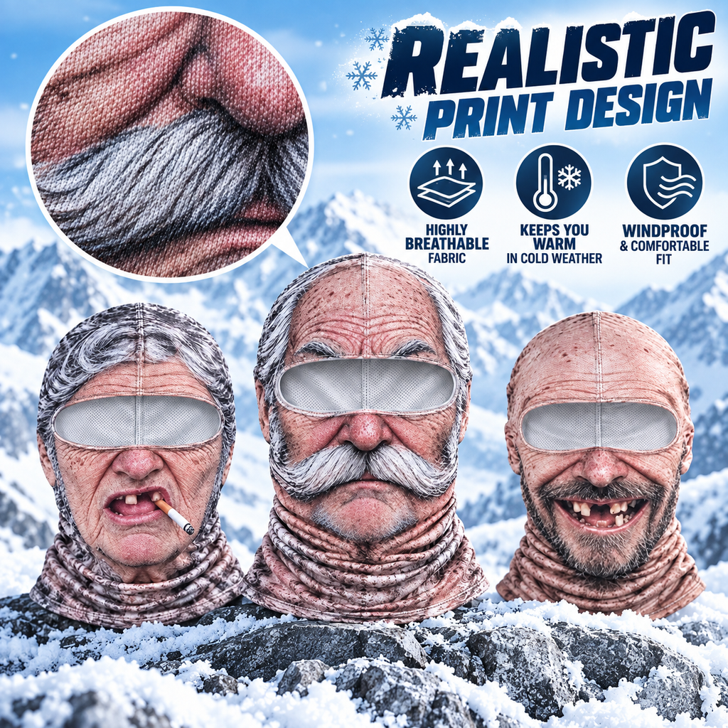 Funny Realistic Ski Mask – Winter Outdoor Snow Face Cover for Skiing and Parties