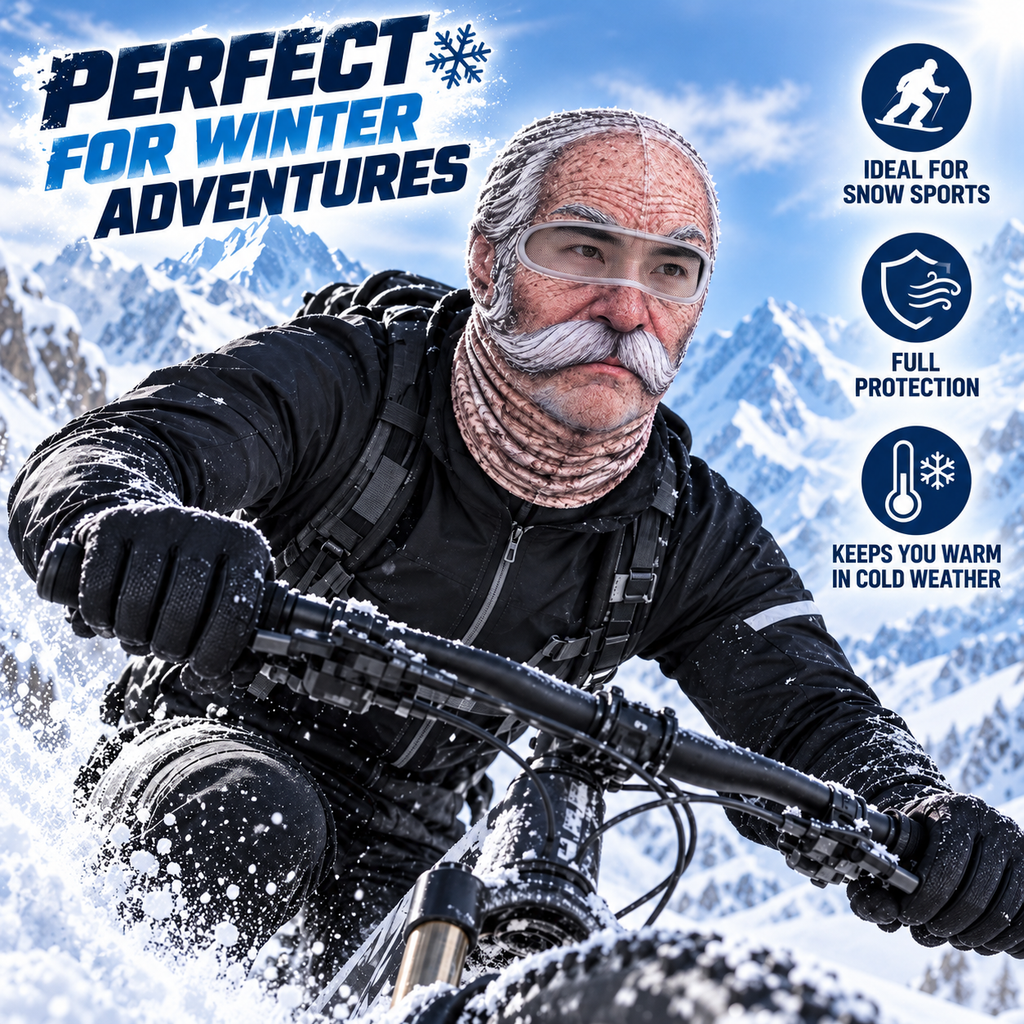 Funny Realistic Ski Mask – Winter Outdoor Snow Face Cover for Skiing and Parties