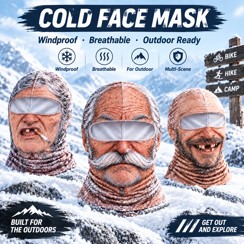 Funny Realistic Ski Mask – Winter Outdoor Snow Face Cover for Skiing and Parties