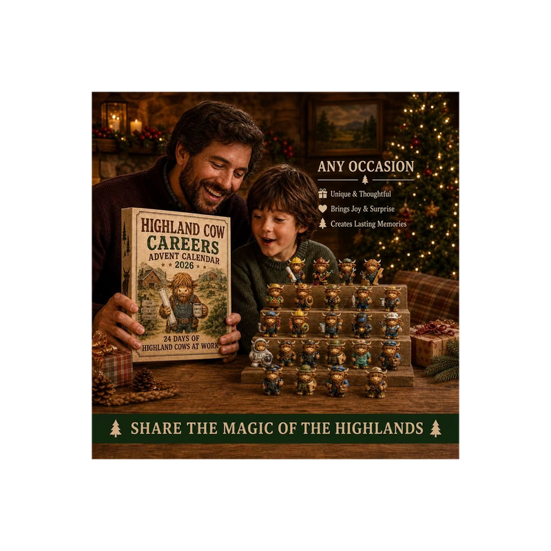 Highland Cows at Work Advent Calendar — gift set