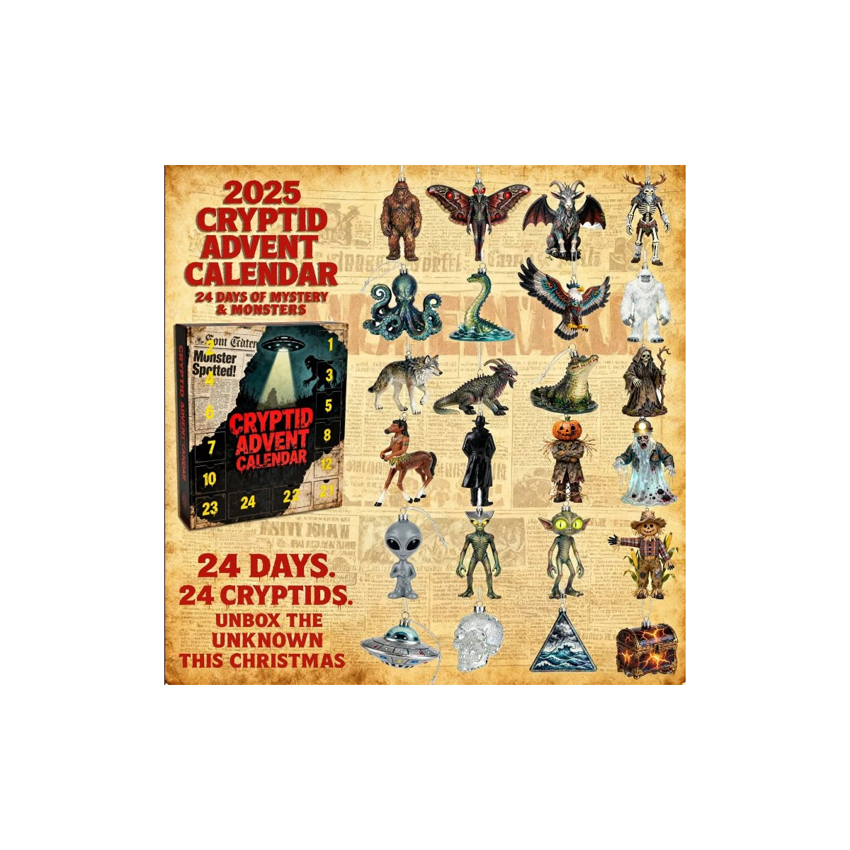 DFY retail hero v2 — Cryptid Advent Calendar — original artwork