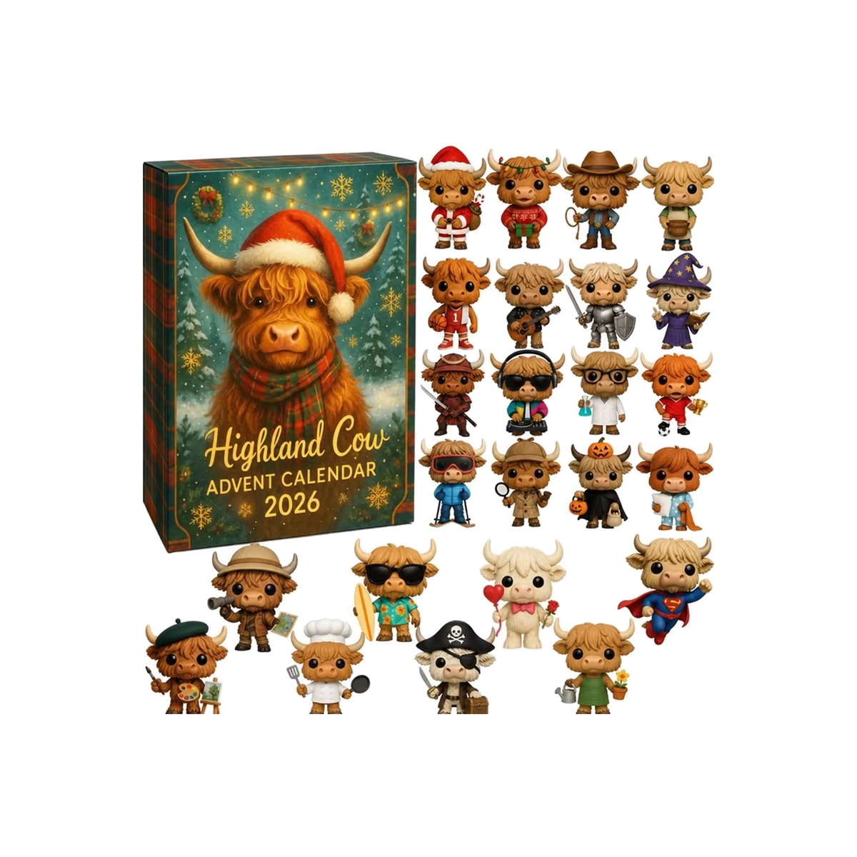 DFY retail hero v2 — Highland Cow Advent Calendar — original artwork