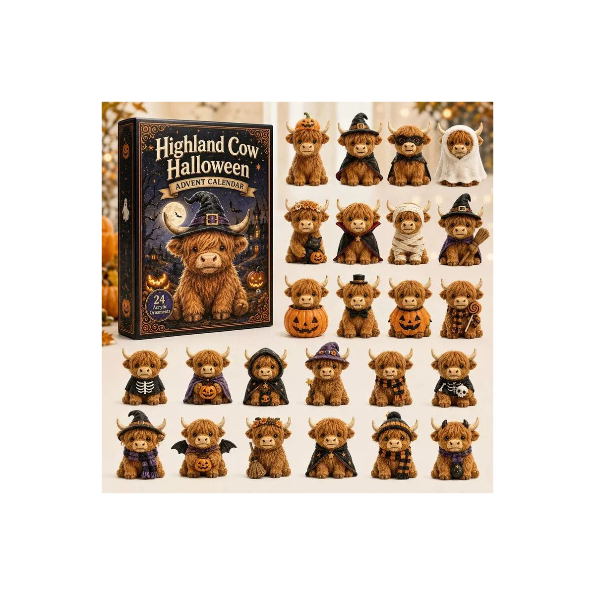 DFY retail hero v2 — Highland Cow Witch Hat Advent Calendar — original artwork