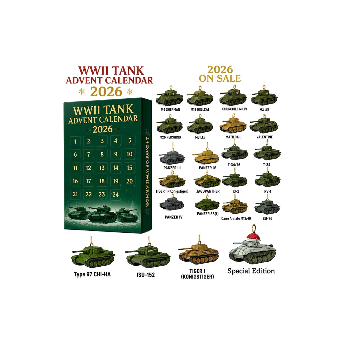 DFY retail hero v2 — WWII Tank Advent Calendar — original artwork