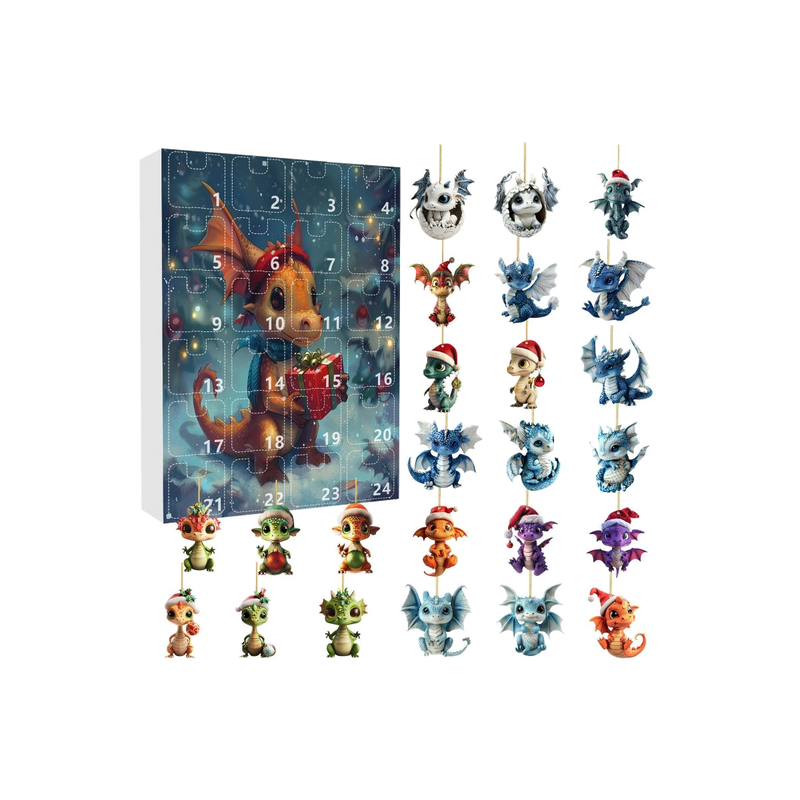 Blue Fantasy Dragons Advent Calendar — gift set