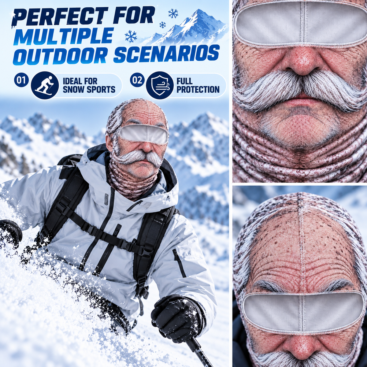 Funny Realistic Ski Mask – Winter Outdoor Snow Face Cover for Skiing and Parties