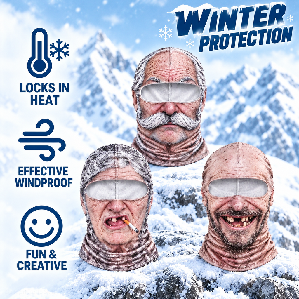 Funny Realistic Ski Mask – Winter Outdoor Snow Face Cover for Skiing and Parties